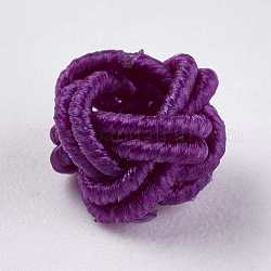 Perles de tissage en polyester, ronde, violet, 6.5x4.5mm, Trou: 4mm