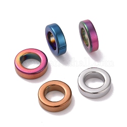 Placage sous vide anneaux de liaison en hématite synthétique non magnétique, donut, couleur mixte, 14x4mm, diamètre intérieur: 8.5 mm