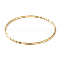 Ion Plating(IP) 304 Stainless Steel Simple Plain Bangle for Women, Real 18K Gold Plated, Inner Diameter: 2-3/8 inch(6cm)