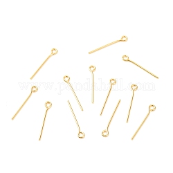 Brass Eye Pins, Real 18K Gold Plated, 19x3x0.7mm, Hole: 1.5mm