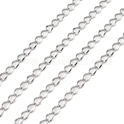 304 Stainless Steel Curb Chains, with Spool, for Necklace Making, Soldered, Stainless Steel Color, 4x2.7x0.5mm, about 164.04 Feet(50m)/roll