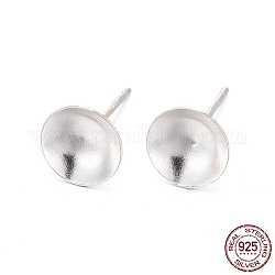 925 Sterling Silver Ear Stud Findings, Earring Posts with 925 Stamp, Silver, 13mm, Tray: 8mm, Pin: 0.8mm