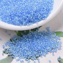 Miyuki Delica Perlen, Zylinderförmig, japanische Saatperlen, 11/0, (db0076) hellblau ausgekleideter kristall ab, 1.3x1.6 mm, Bohrung: 0.8 mm, ca. 10000 Stk. / Beutel, 50 g / Beutel
