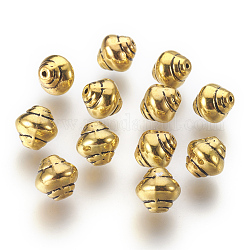 Tibetan Style Alloy Beads, Barrel, Lead Free & Nickel Free & Cadmium Free, Antique Golden, 8.5x8mm, Hole: 1mm
