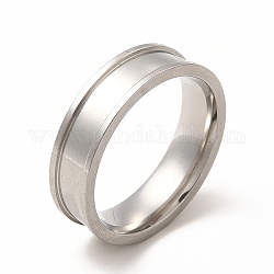 201 кольцо из нержавеющей стали с рифлением для пальцев, кольцевой сердечник, для изготовления инкрустации, цвет нержавеющей стали, внутренний диаметр: 19 мм, Канавка: 4.1 мм