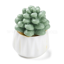Cactus en maceta de simulación de resina, Para adornos de escritorio de coche o oficina en casa., verde mar oscuro, 23x31mm