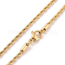 Collares de cadena de cuerda de 304 acero inoxidable, con cierre de pinza, dorado, 30 pulgada (76.5 cm), 2.3mm