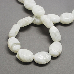 Perles vernissées manuelles, ovale, blanc, 21x17x12mm, Trou: 1~3mm