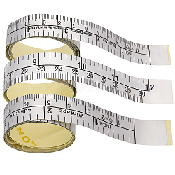 Cinta métrica de banco de trabajo autoadhesiva de 3 estilos chgcraft 3 Uds., regla con reverso adhesivo, cinta de escala para trabajar la madera, mesa de trabajo, plata, 33.6~104x1.6x0.01 cm, 1pc / estilo
