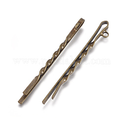 Iron Hair Bobby Pin Findings, with Loop, Antique Bronze, 55.5x2x3~6mm, Hole: 2mm