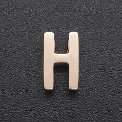 201 charms in acciaio inox, per realizzare semplici collane, Taglio laser, lettera, oro roso, letter.h, 8x5x3mm, Foro: 1.8 mm