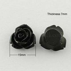 Cabuchones de resina, flor, negro, 15x7mm