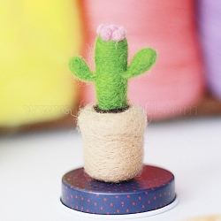 Kaktus-Nadelfilzset, inklusive Anleitung, 1pc Schaum, 3 Stück Nadeln, 4 Farben Wolle, Mischfarbe