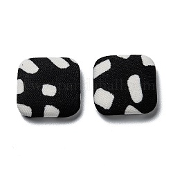 Cabujones de tela de algodón, con aluminio, cuadrado, en blanco y negro, color mezclado, 18x18x5mm