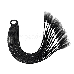 Parrucche alta temperatura, estensioni dei capelli lunghi intrecciati, supporto per coda di cavallo per ragazze da donna, nero, 600mm