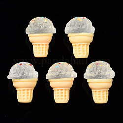 Cabochons de résine peints, crème glacée, clair, 22~23x17x16.5mm