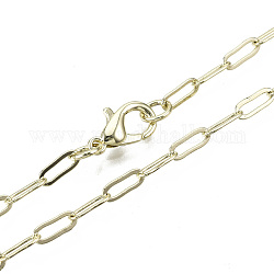 Cadenas de clip de latón, Elaboración de collar de cadenas de cable alargadas dibujadas, con cierre de langosta, la luz de oro, 18.11 pulgada (46 cm) de largo, link: 7.4x2.8 mm, anillo de salto: 5x1 mm