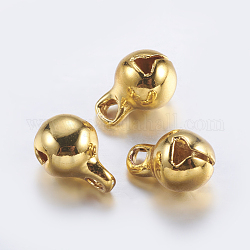 Encantos de campana de latón, dorado, 9x6mm, agujero: 1.5 mm