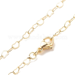 Collar de cadena de eslabones de corazón de latón para mujer, sin plomo y cadmio, real 18k chapado en oro, 17.80 pulgada (45.2 cm)