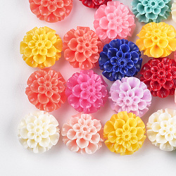 Синтетических коралловых бусин, окрашенные, цветок, разноцветные, 12.5x7.5 мм, отверстие : 1.2 мм
