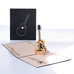 Carte de voeux en papier pop-up guitare 3d pour le jour d'anniversaire, rectangle, noir, 150x130mm