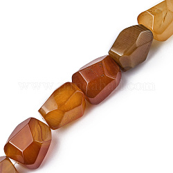 Natural Red Agate Beads Strands, Faceted, Dyed & Heated, Nuggets, 16~17x11~13x11~13mm, Hole: 1.5mm, about 13pcs/strand, 8.46~8.58 inch(21.5~21.8cm)