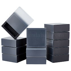 Geschenk-Schubladenboxen zur Papieraufbewahrung, Geschenkverpackung mit durchscheinendem Kunststoffdeckel, Schwarz, 9.7x9.7x3.75 cm