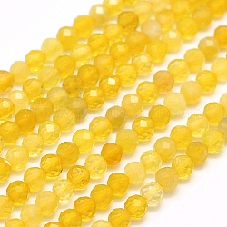 Amarillo abalorios naturales del ópalo hebras, facetados, redondo, 4mm, agujero: 0.5 mm, aproximamente 96 pcs / cadena, 15.7 pulgada (40 cm)