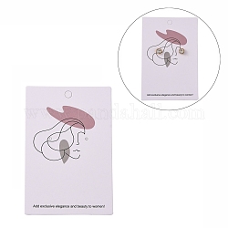 Cartes d'affichage de bijoux en carton, pour accrocher l'affichage de boucle d'oreille, rectangle, Modèle féminin, orchidée, 9x6x0.05 cm, Trou: 2~5mm