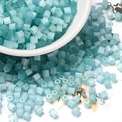 Perles de rocaille en verre, imitation d'oeil de chat, trou rond, hexagone, turquoise, 3.5x3.8x3.5mm, Trou: 1mm, 409 pcs / livre