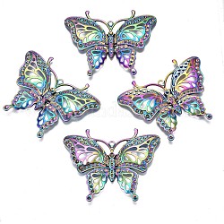 Impostazioni di strass ciondolo grande in lega color arcobaleno, cadmio & nichel &piombo libero, farfalla, adatto per strass da 1.8~3.5 mm, 62x79.5x7mm, Foro: 3 mm