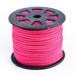 Замша Faux шнуры, искусственная замшевая кружева, ярко-розовый, 1/8 дюйм (3 мм) x 1.5 мм, о 100yards / рулон (91.44 м / рулон), 300 фут / рулон