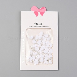 Corazón de plástico cabujones de uñas, accesorios de decoración de uñas para mujeres, con cuentas redondas de acero y cuentas redondas de acrílico de imitación de perlas, blanco, plata, 8.5x6.5x2.4mm