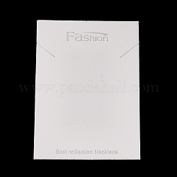 Tarjetas de la exhibición de joya de papel, tarjetas de la exhibición del collar, rectángulo con la palabra moda, blanco, 8.5x5.95x0.05 cm