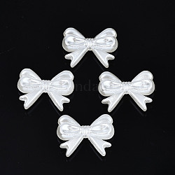 ABS Plastic Imitation Pearl Beads, Bowknot, Creamy White, 14x18x5mm, Hole: 1.6mm, about 930pcs/500g