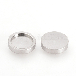 201 Stainless Steel Plain Edge Bezel Cups, Cabochon Settings, Flat Round, Stainless Steel Color, Tray: 8mm, 10x2mm