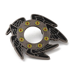 Épingles en émail de séraphin de dessin animé, broche en alliage pour vêtements de sac à dos, anneau pour les yeux avec badge ailes d'ange, noir, 43x50x1.5mm