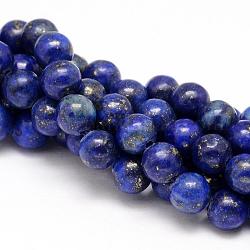 Lapis lazuli naturelles perles rondes brins, teinte, 10mm, Trou: 1mm, Environ 38 pcs/chapelet, 15.5 pouce