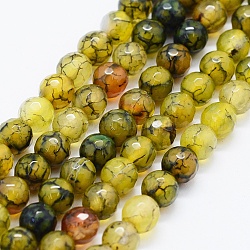 Facettierte natürliche Achat Perlen Stränge, gefärbt und erhitzt, Runde, Gelb, 6 mm, Bohrung: 0.5 mm, ca. 63 Stk. / Strang, 14.4 Zoll (36.5 cm)