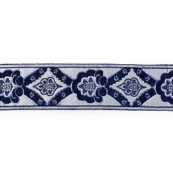 Flache Chenille-Jacquard-gewebte Bänder, Blumenband, dunkelblau, 3-3/8 Zoll (85 mm)