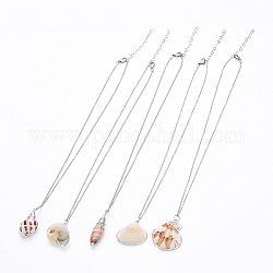 Colliers pendentif coquillage, avec des chaînes de câbles en acier inoxydable, couleur inoxydable, 17.59 pouce (44.7 cm), 2mm