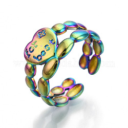304 brazalete de corazón de acero inoxidable, anillos de banda ancha, anillo abierto para mujeres niñas, con la palabra para mejor, color del arco iris, nosotros tamaño 6 (16.7 mm)