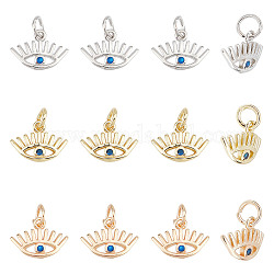 arricraft 18 Pcs 3 Colors Evil Eye Cubic Zirconia Charms, Brass Micro Pave Cubic Zirconia Pendants Brass Evil Eye Charms Pendant for Earrings Bracelets Necklace Jewelry Making
