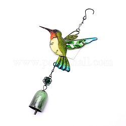 Eisenvogel-Windspiel, mit Glas runde Perlen, für Zuhause, Party, Festival Dekor, grün gelb, 37 cm