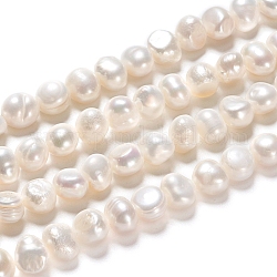 Brins de perles de culture d'eau douce naturelles, deux faces polies, pépites, blanc antique, 6~8x4.5~6x5~6.5mm, Trou: 0.6mm, Environ 21~22 pcs/chapelet, 6.50 pouce (16.5 cm)