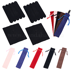 Pandahall elite 40pcs rectangle et sac à cordon ovale en velours, polyester cordon, pour fournitures de stockage d'emballage de bureau d'école, couleur mixte, 155~175x25~37x0.7~1.5mm, 40 pièces / kit