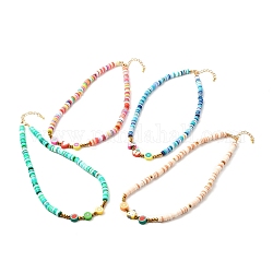 Früchte & Scheibe handgefertigte Fimo-Perlenkette für Teenager-Mädchen-Frauen, golden, Mischfarbe, 17.3 Zoll (44 cm)