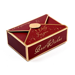Cajas de papel creativas plegables, cajas de favor de la boda, caja de favores, cajas de regalo de papel con forma de sobre, Rectángulo, de color rojo oscuro, 7.1x10.5x3.5 cm
