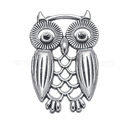 Zinc Alloy Pendants, Lead Free and Cadmium Free, for Halloween, Owl, Antique Silver, Size: about 35mm long, 22mm wide, 2mm thick, hole: 3mm