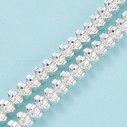 Chapelets de perles en hématite synthétique sans magnétiques, placage galvanique (rétention de la couleur pendant 1 an), fleur, Plaqué Argent, 5.5x8mm, Trou: 1.2mm, Environ 73 pcs/chapelet, 15.63 pouce (39.7 cm)